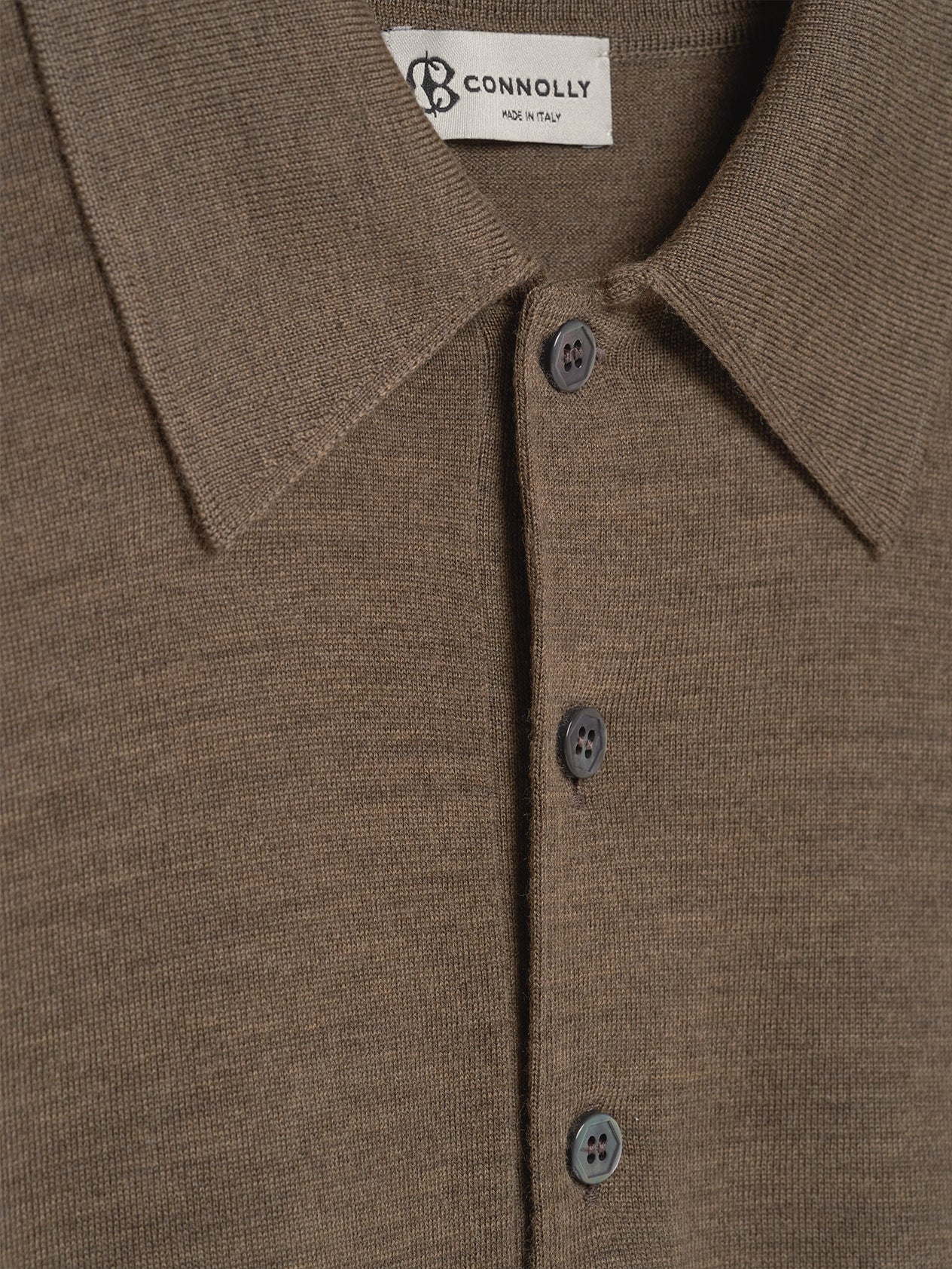 Brown 3 Button Merino Polo Shirt - Image 7
