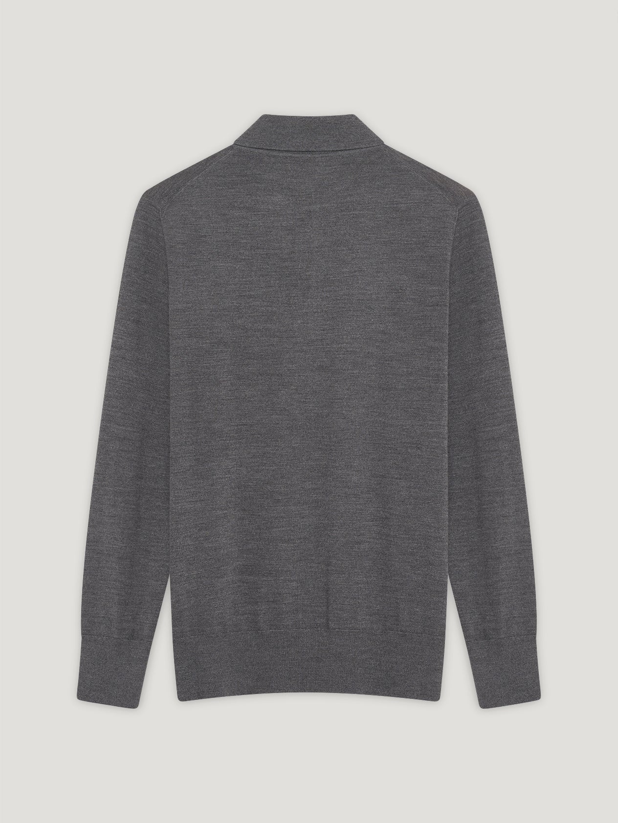 Grey 3 Button Merino Polo Shirt - Image 5