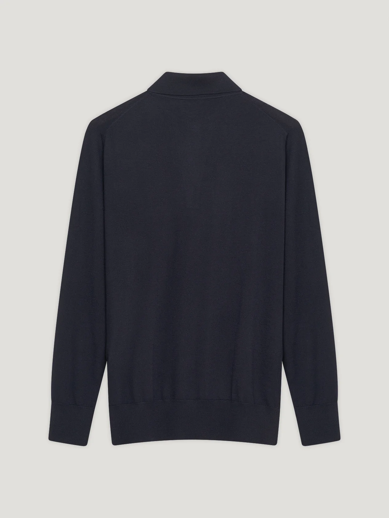 Navy 3 Button Merino Polo Shirt - Image 3