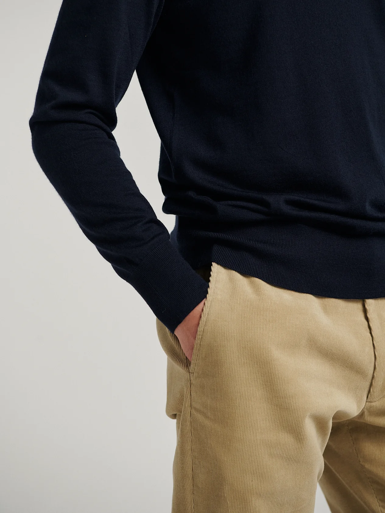 Navy 3 Button Merino Polo Shirt - Image 6