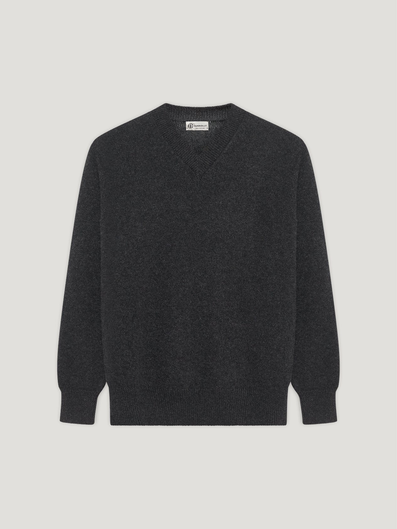 Charcoal 4 Ply Favourite V Neck Sweater