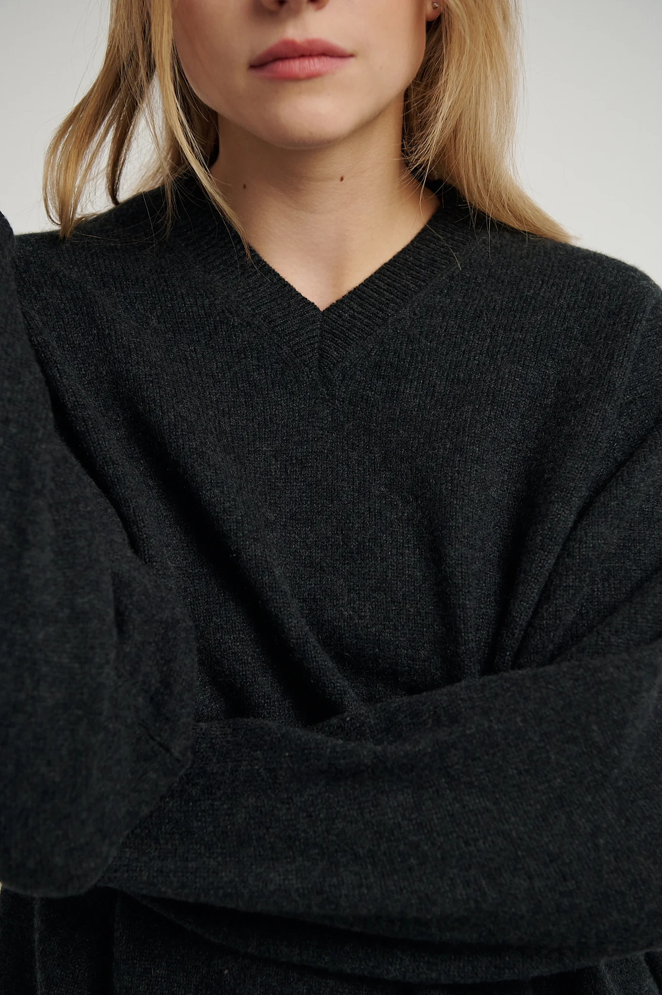 Charcoal 4 Ply Favourite V Neck Sweater - Image 3