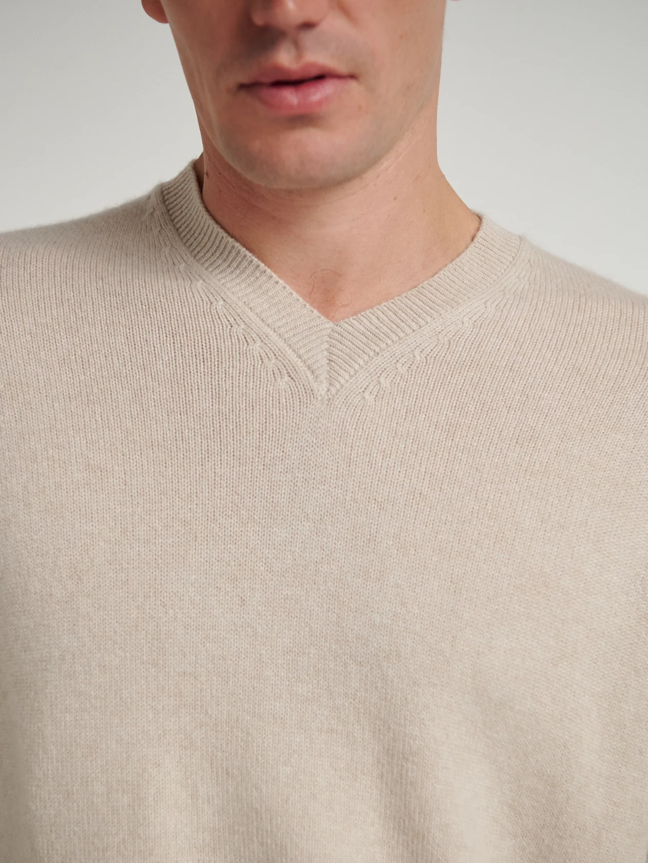 Oat 4 Ply Favourite V Neck Sweater - Image 3