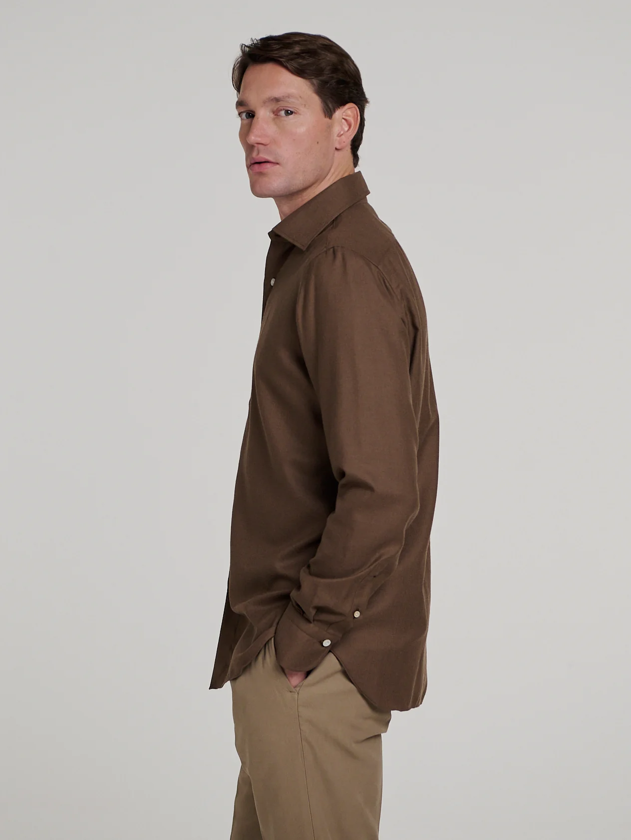 Brown Cashmere Hand Finish Shirt
