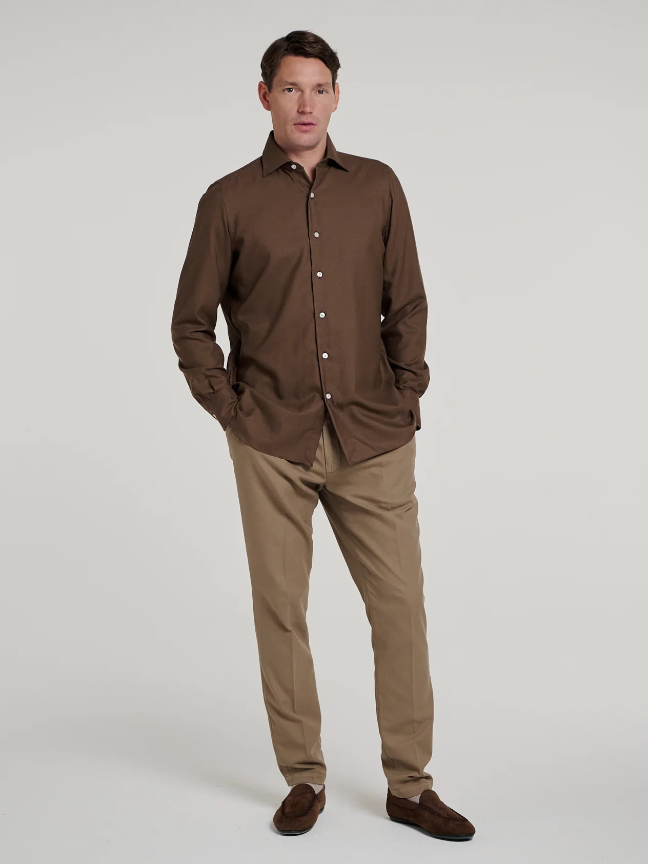 Brown Cashmere Hand Finish Shirt - Image 6