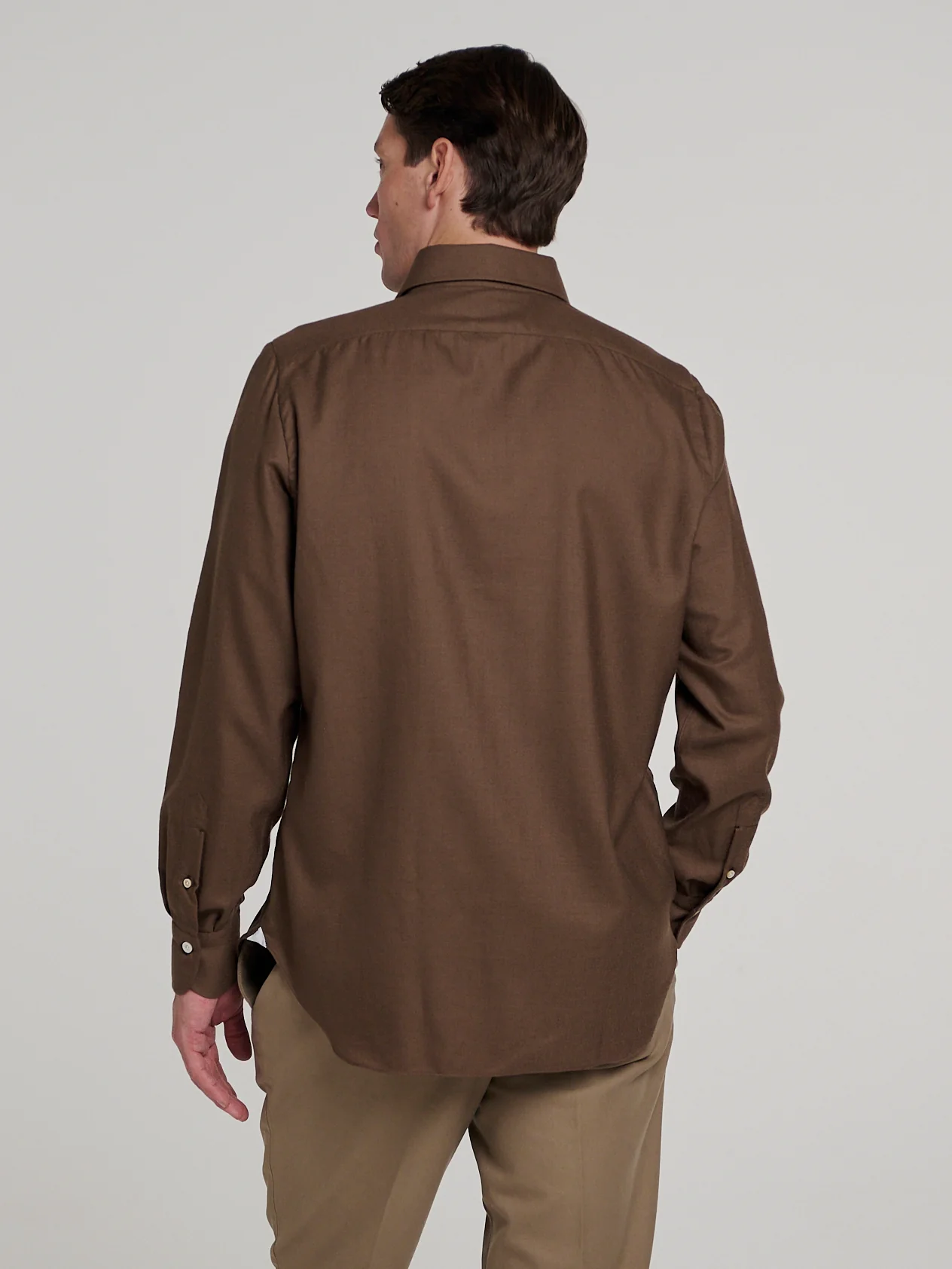 Brown Cashmere Hand Finish Shirt - Image 7