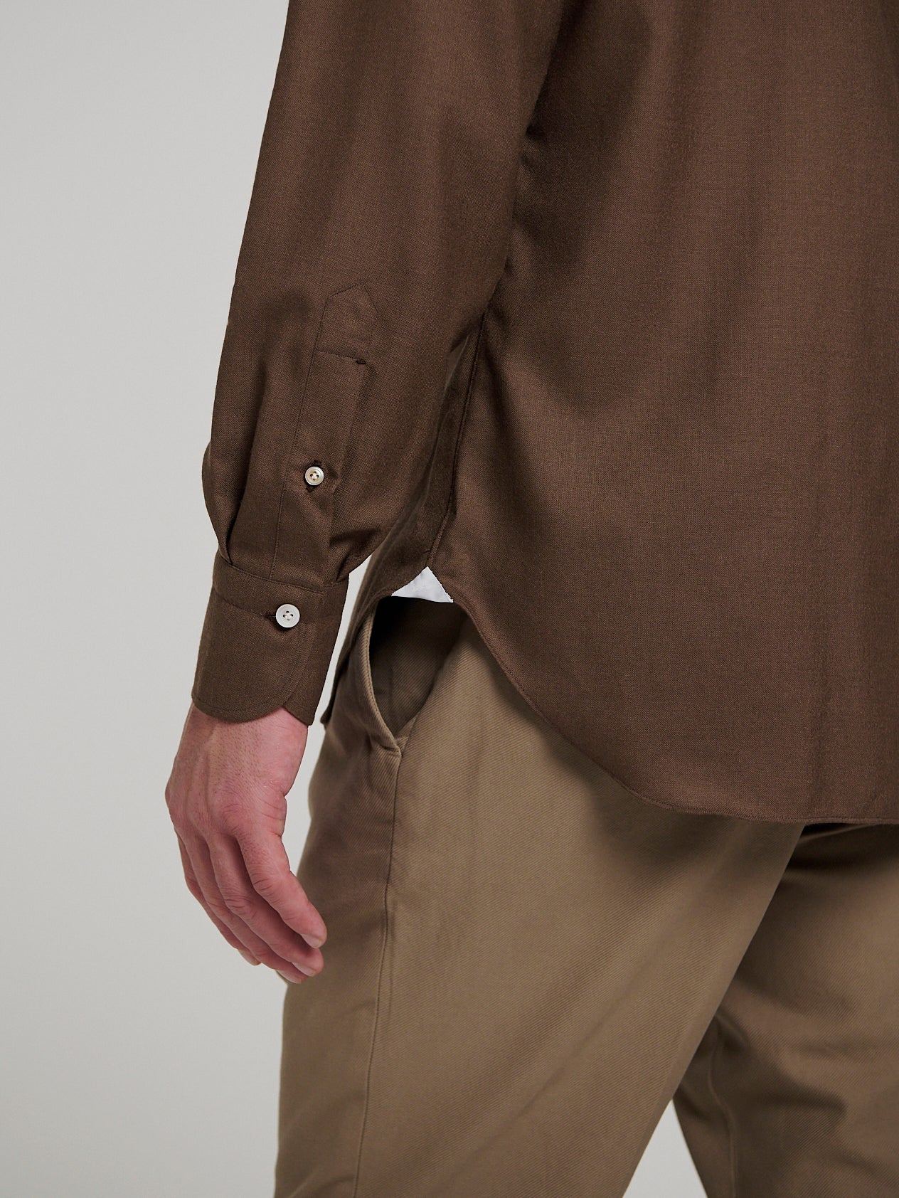 Brown Cashmere Hand Finish Shirt - Image 8