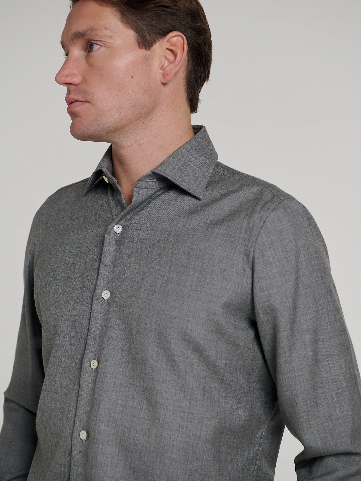 Grey Cashmere Hand Finish Shirt - Image 3
