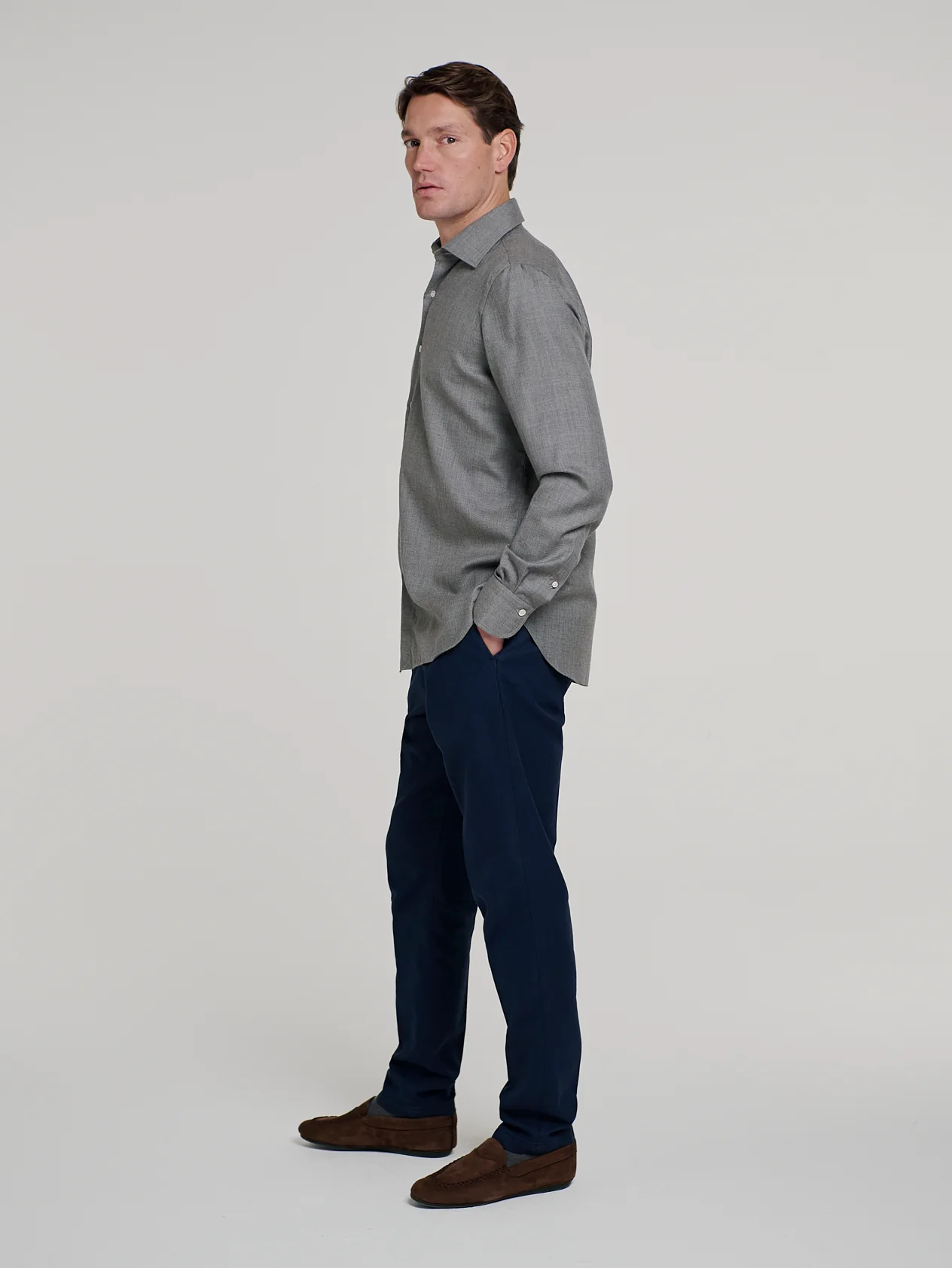 Grey Cashmere Hand Finish Shirt - Image 4