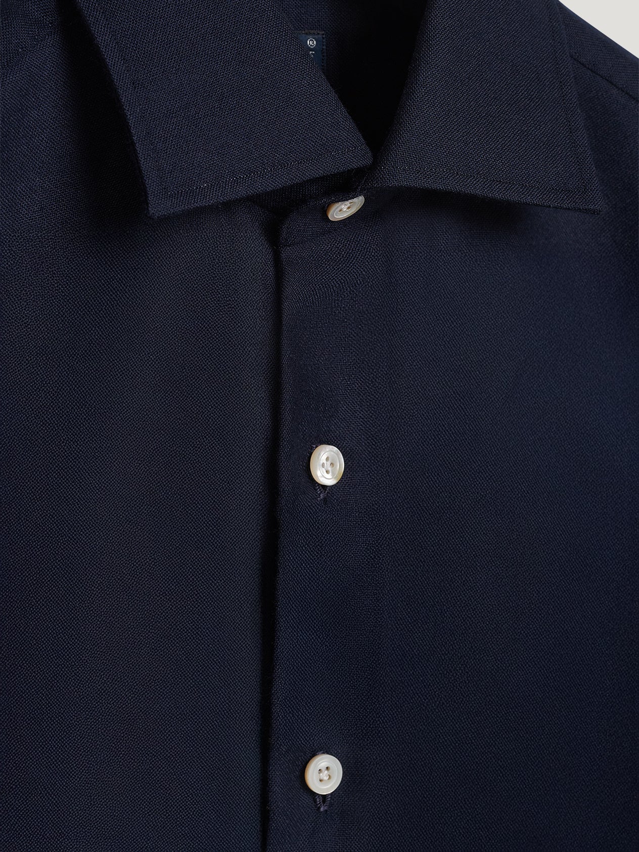 Navy Cashmere Hand Finish Shirt - Image 2