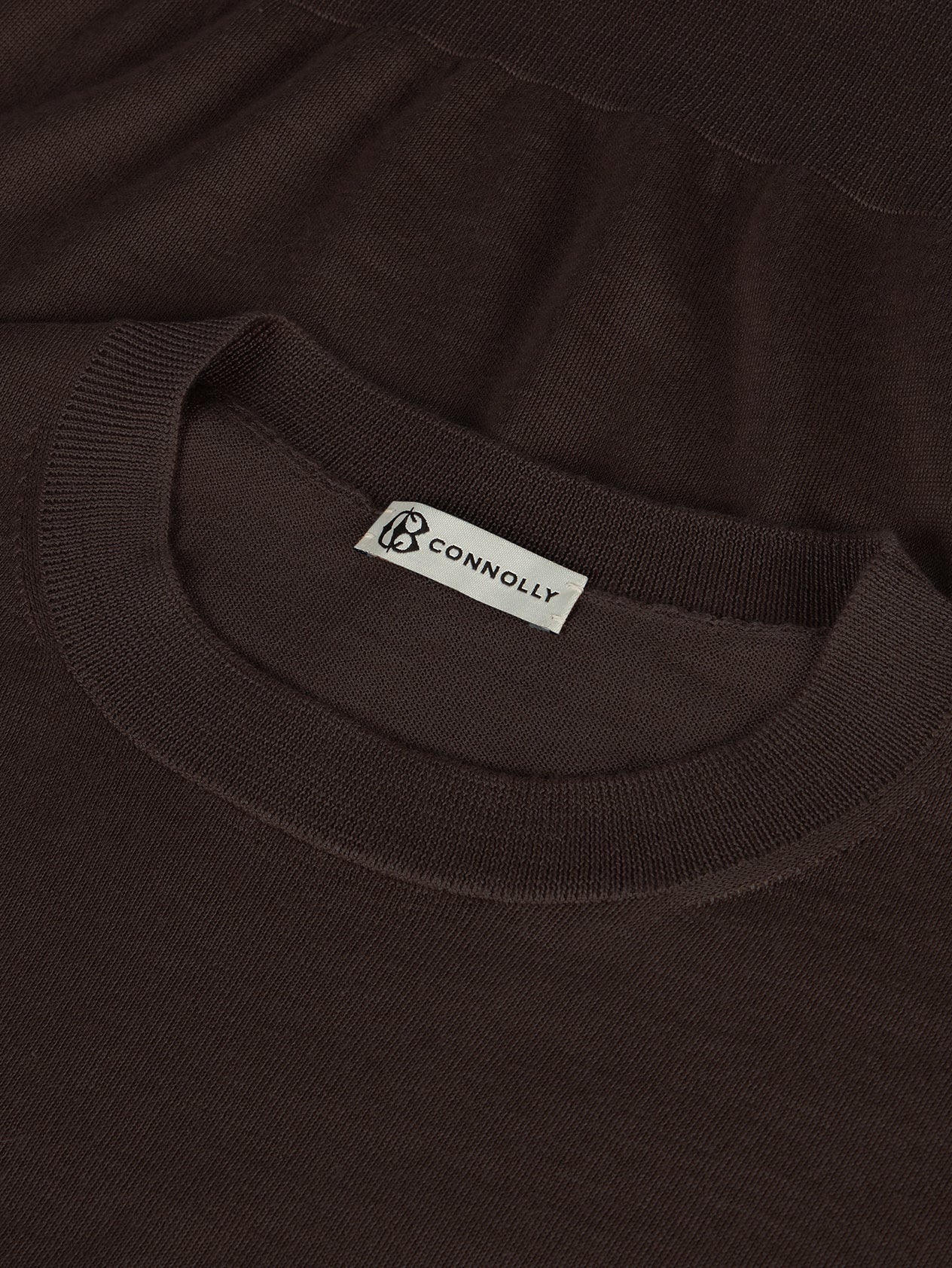 Dark Brown Classic Cashmere & Silk T-Shirt - Image 3