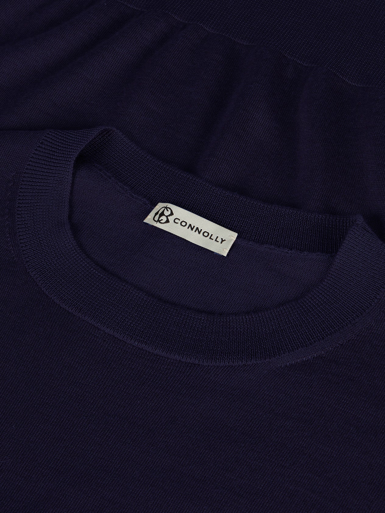 Navy Classic Cashmere & Silk T-Shirt - Image 3