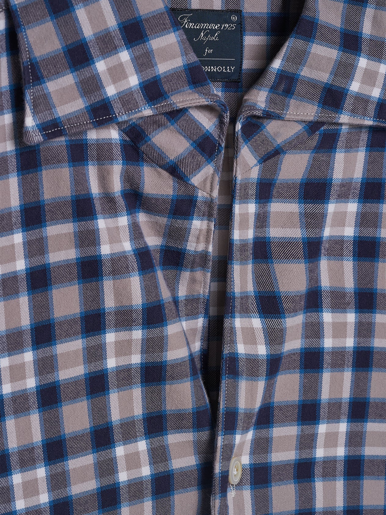 Beige/ Blue Comfort Hand Finish Shirt - Image 3