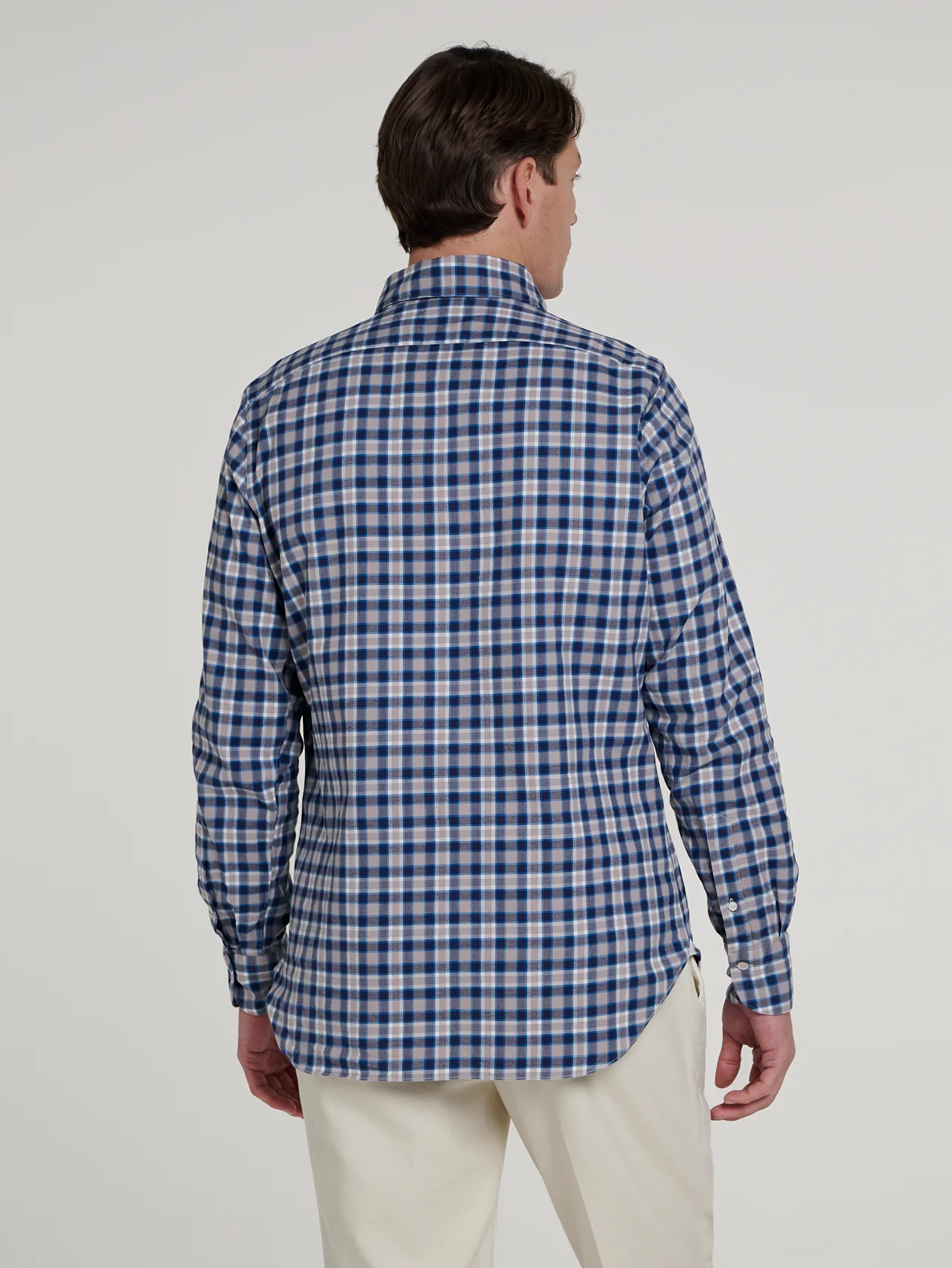 Beige/ Blue Comfort Hand Finish Shirt - Image 6