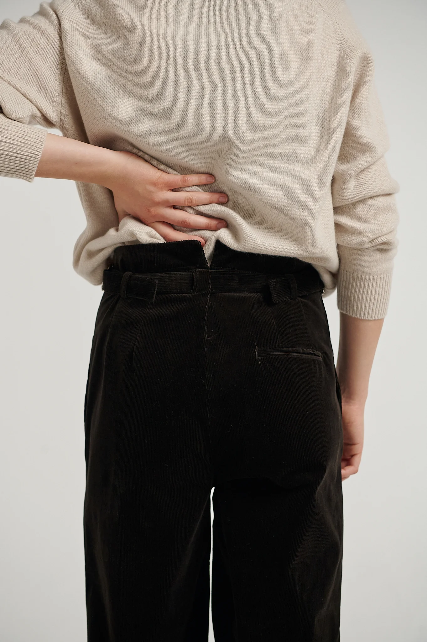 Brown Cord Sash Trousers - Image 3