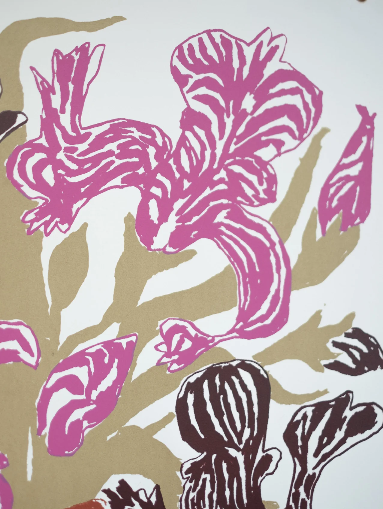 Pink Brown Cut Flowers: Triptych Screen Print - Image 8