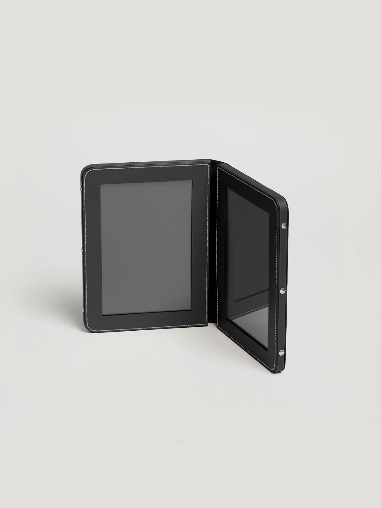 Black Leather Double Photo Frame