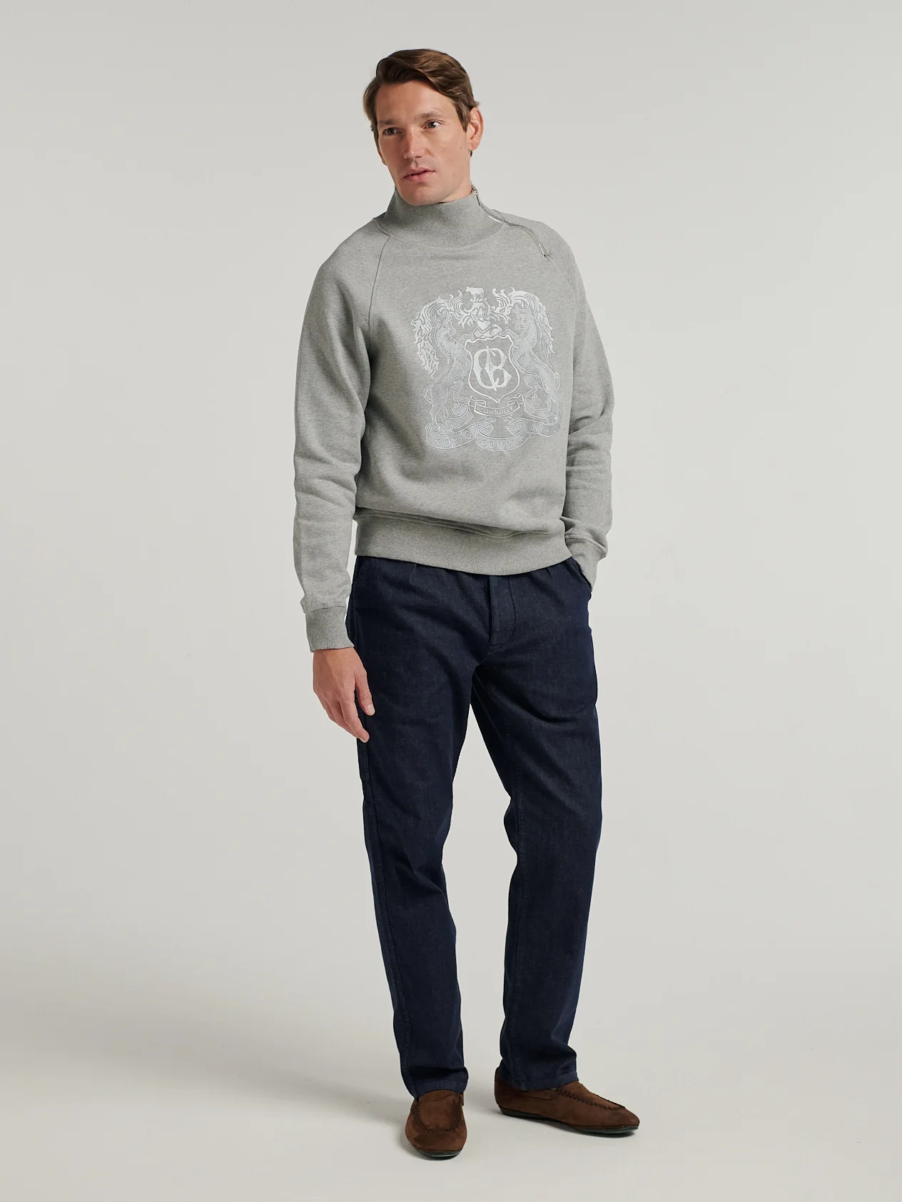Grey Embroidered Driving Sweatshirt - Image 3