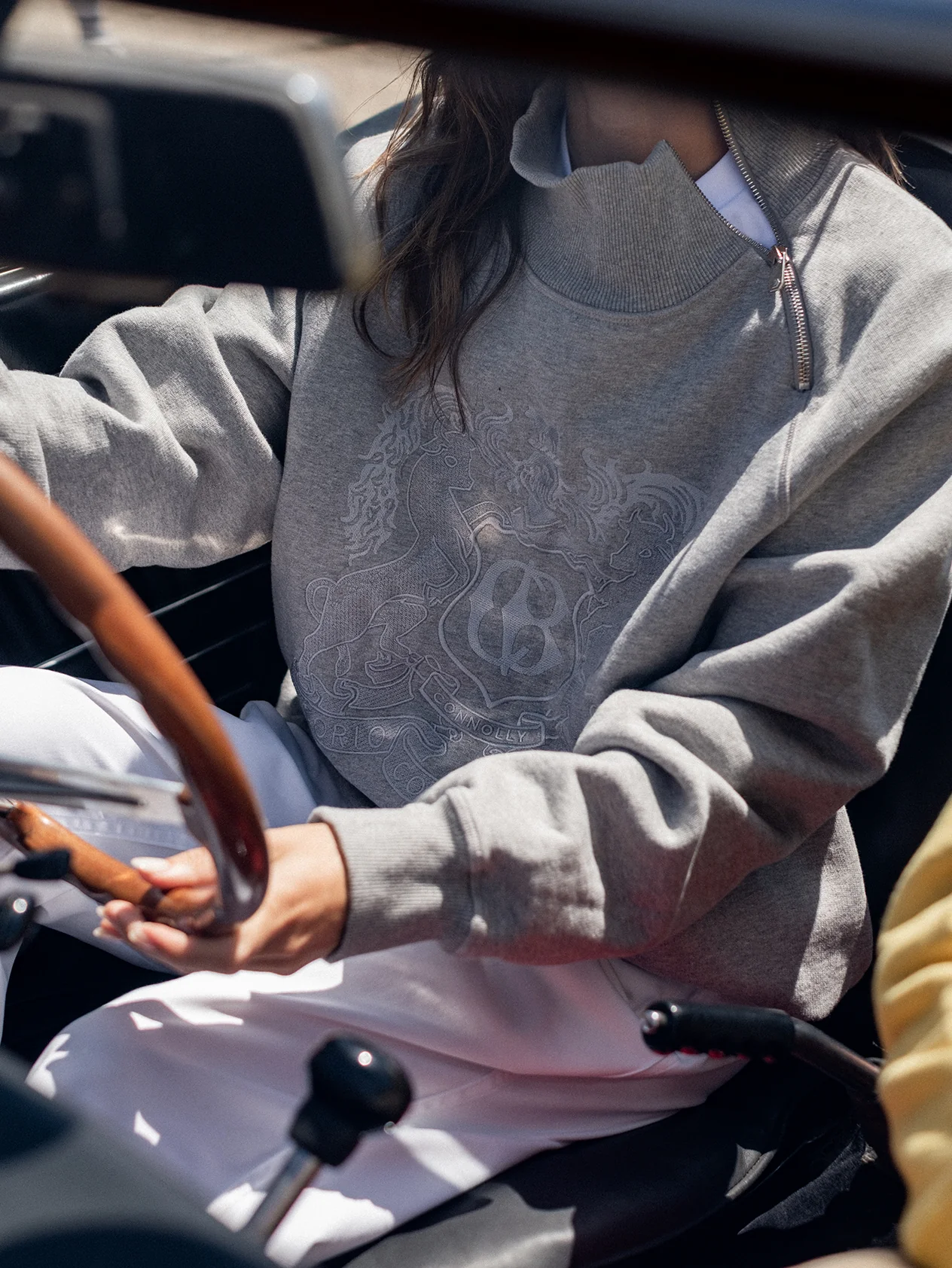 Grey Embroidered Driving Sweatshirt - Image 5