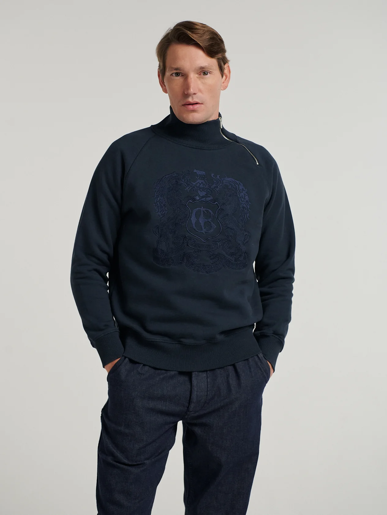 Navy Embroidered Driving Sweatshirt - Image 2