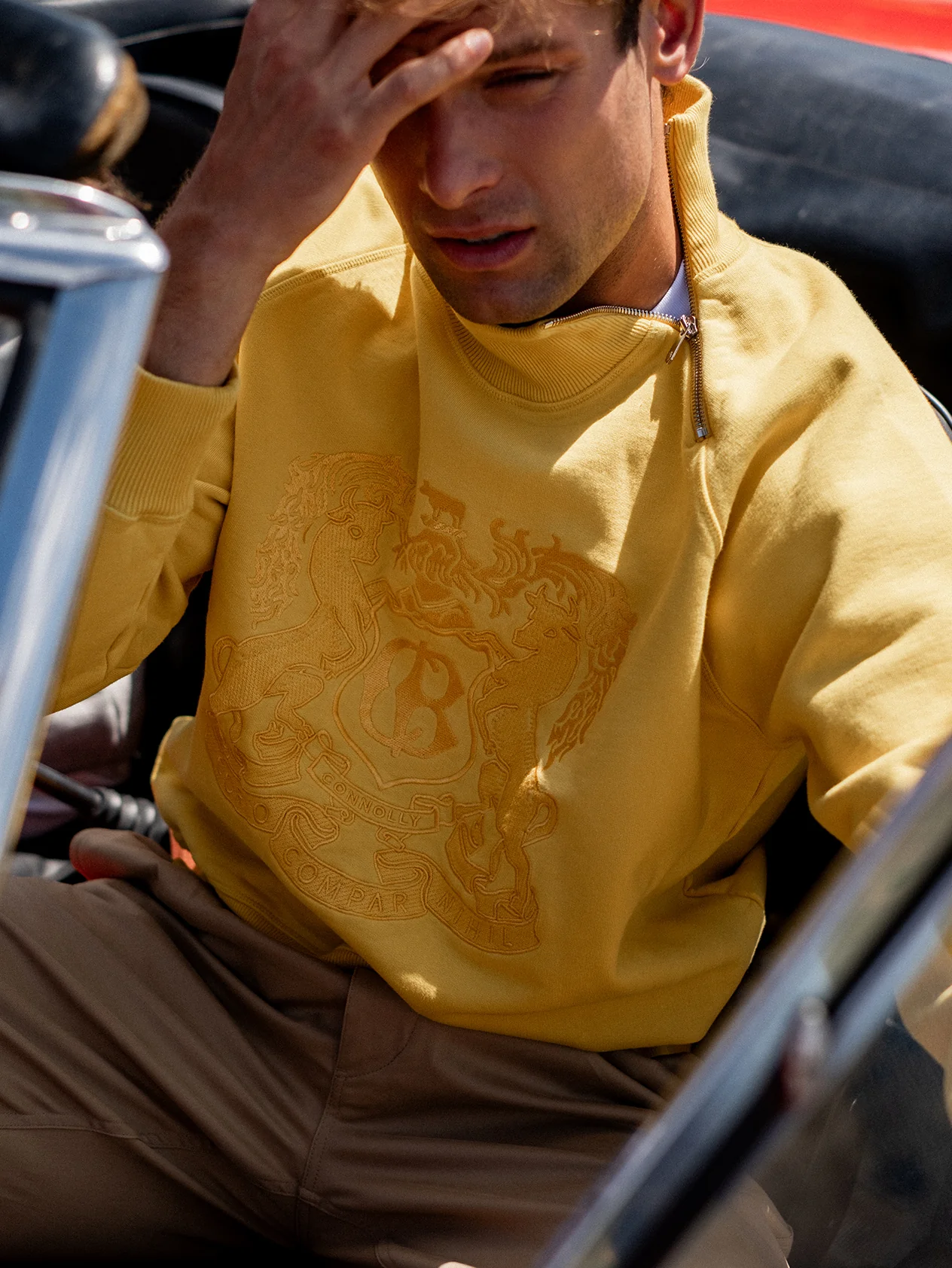 Yellow Embroidered Driving Sweatshirt - Image 4