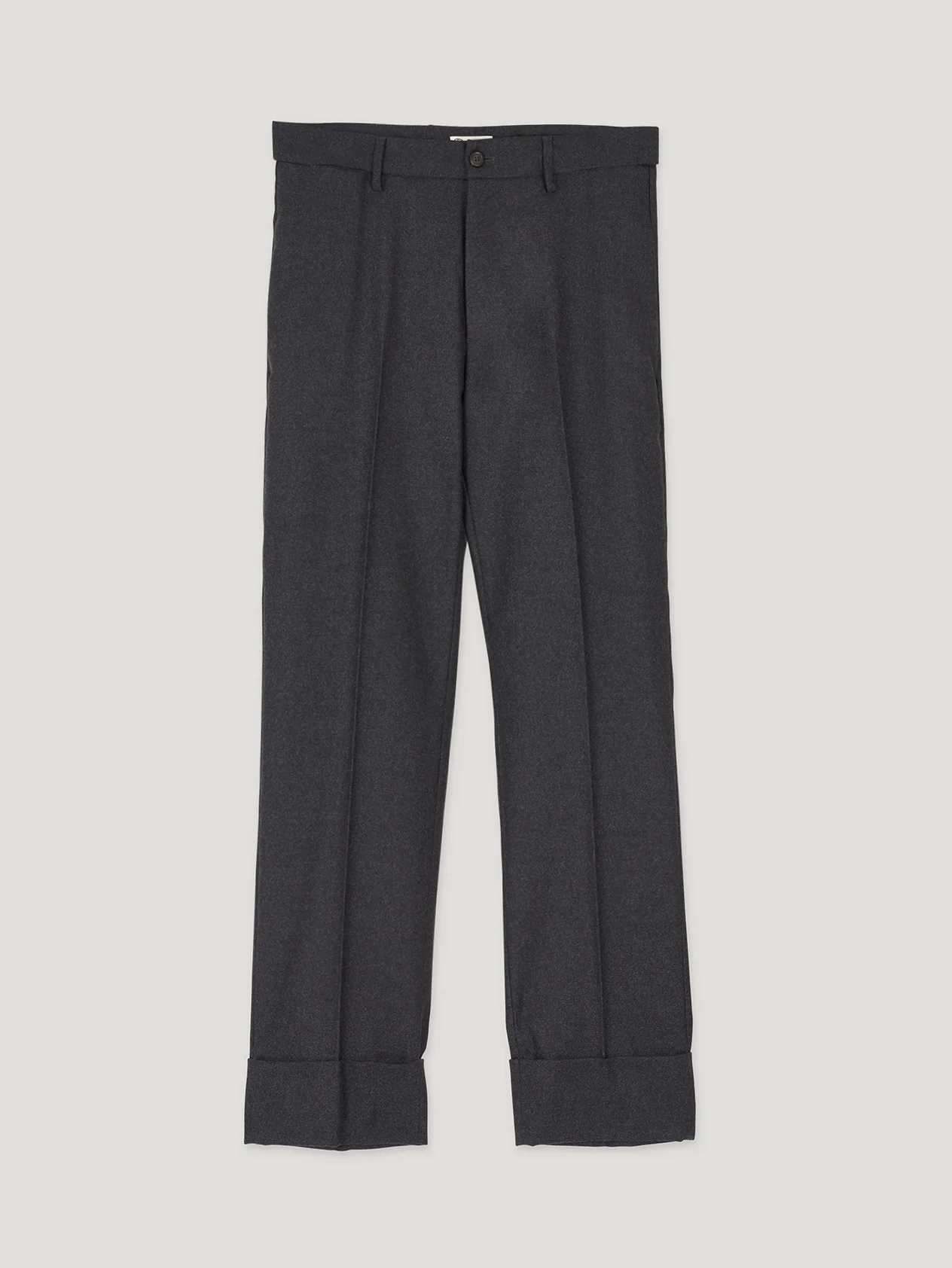 Grey High Waist Flannel Plain Trousers