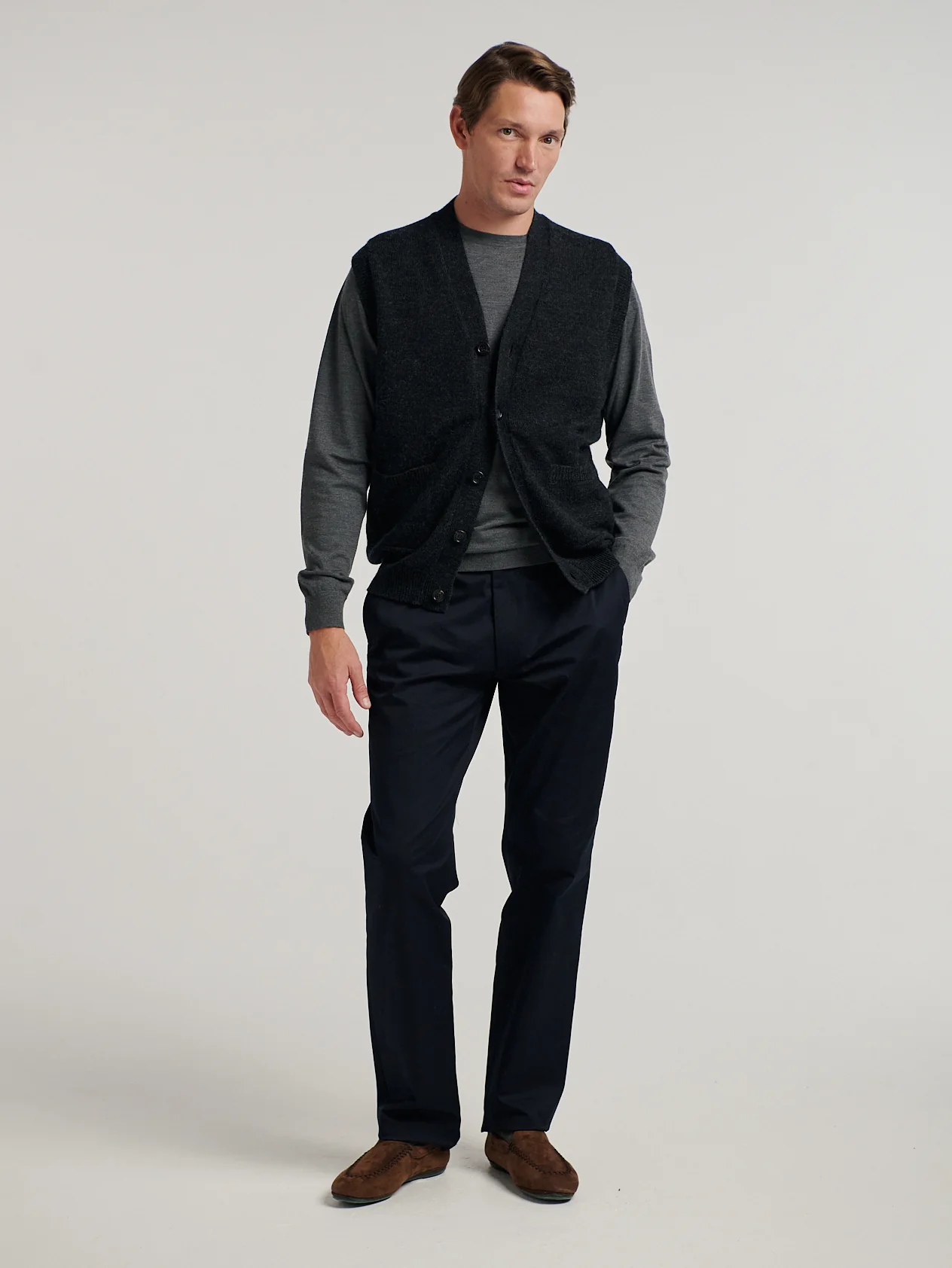 Charcoal Knit Waistcoat - Image 3