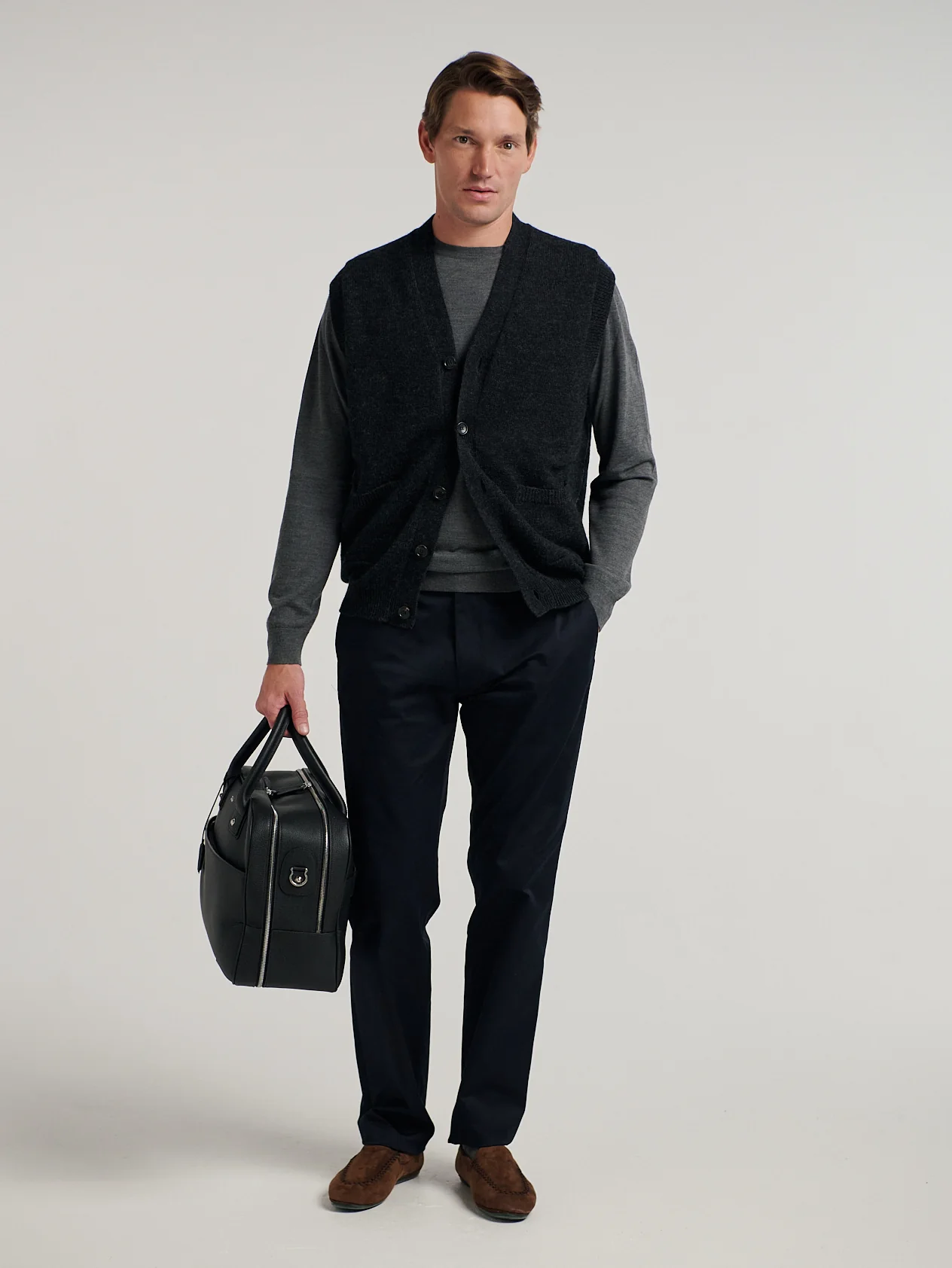 Charcoal Knit Waistcoat - Image 6