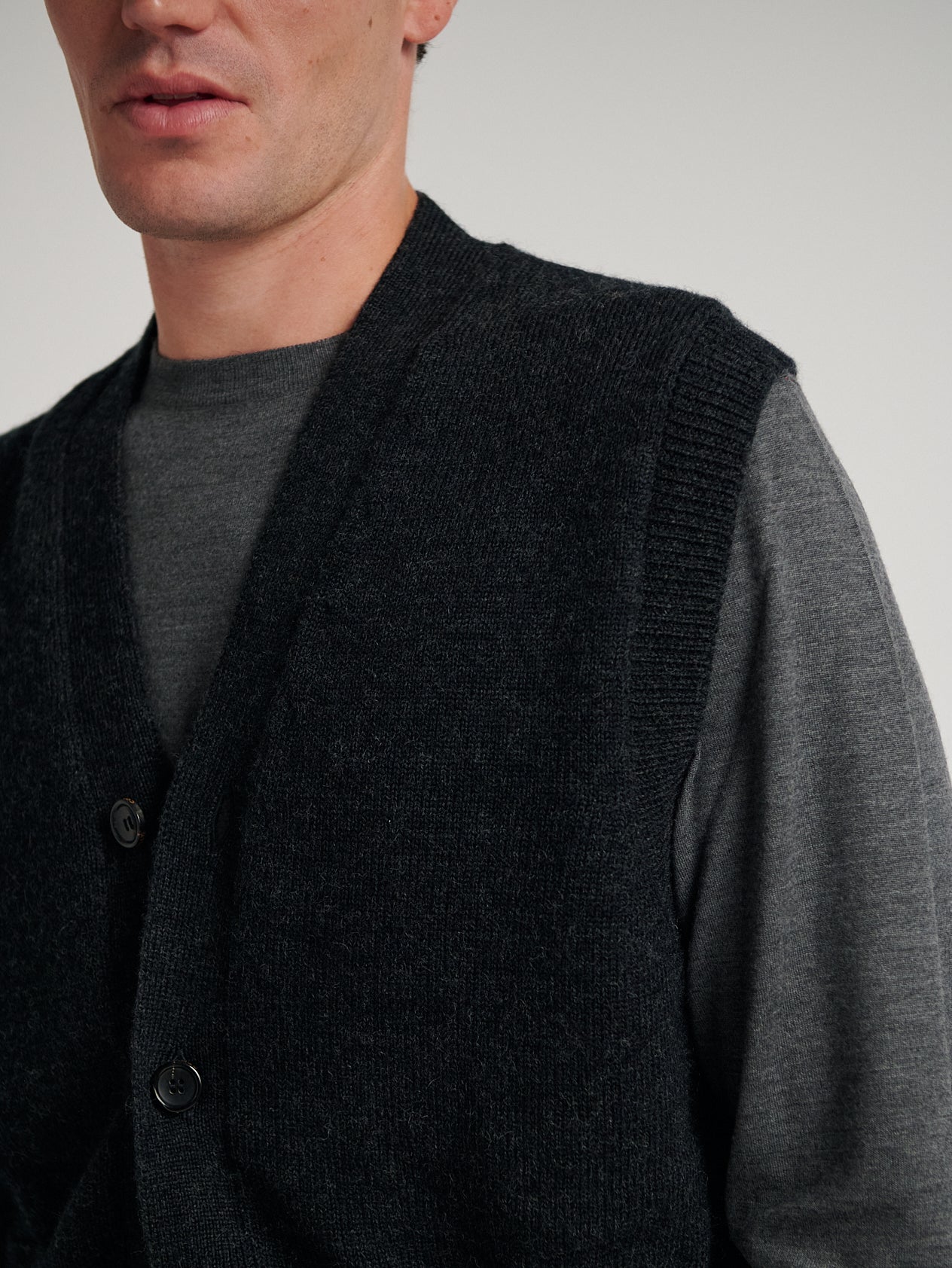 Charcoal Knit Waistcoat - Image 8
