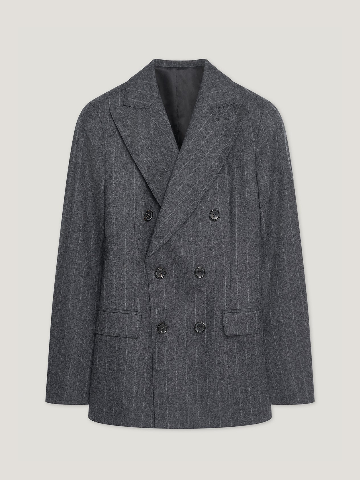 Charcoal Chalk Stripe Double Breasted Jacket