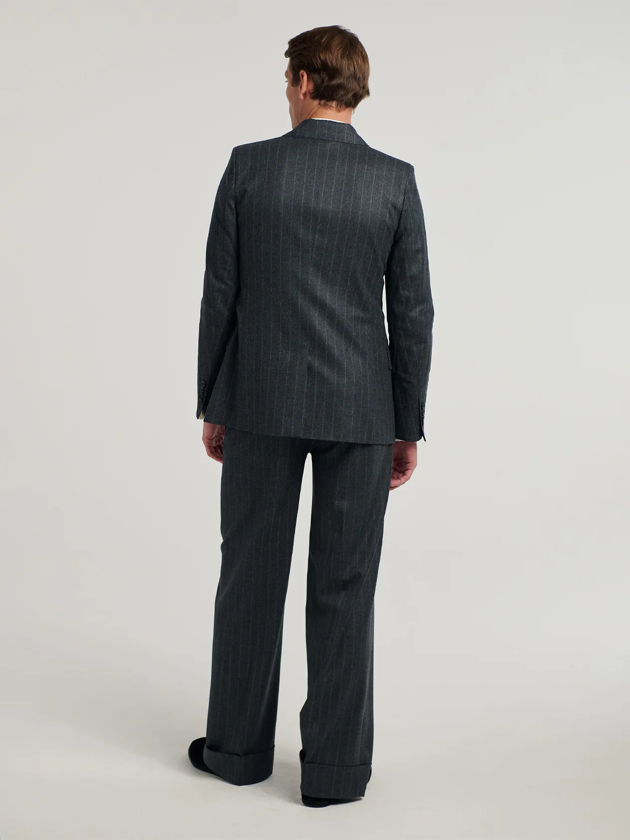 Charcoal Chalk Stripe Double Breasted Jacket - Image 5