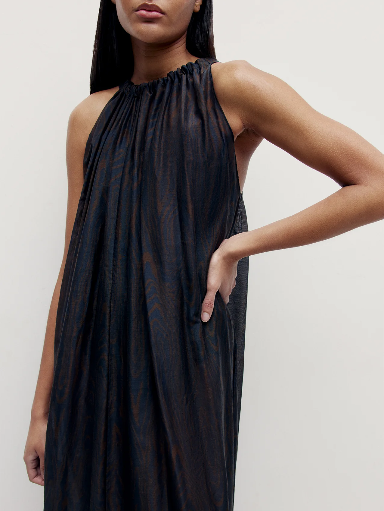 Moire Printed Trapeze Dress - Image 3