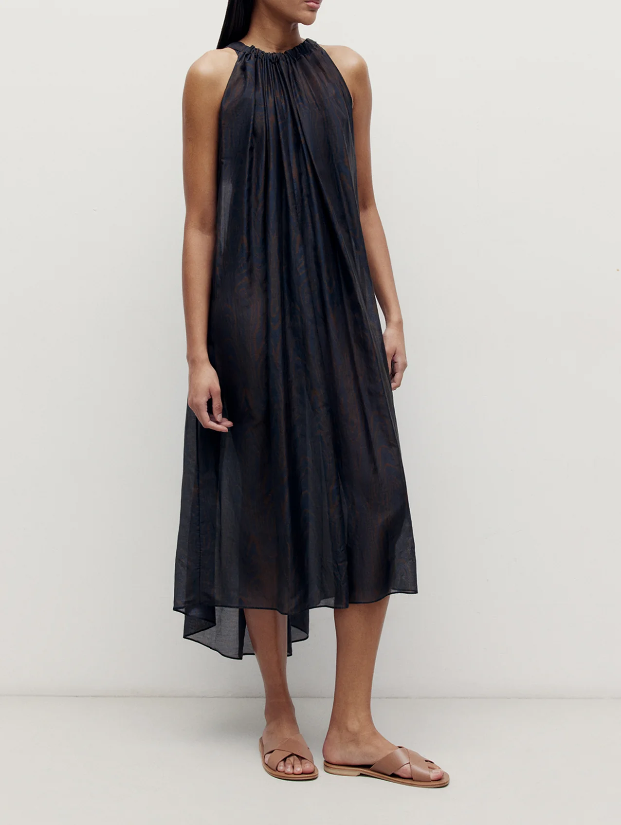 Moire Printed Trapeze Dress - Image 7