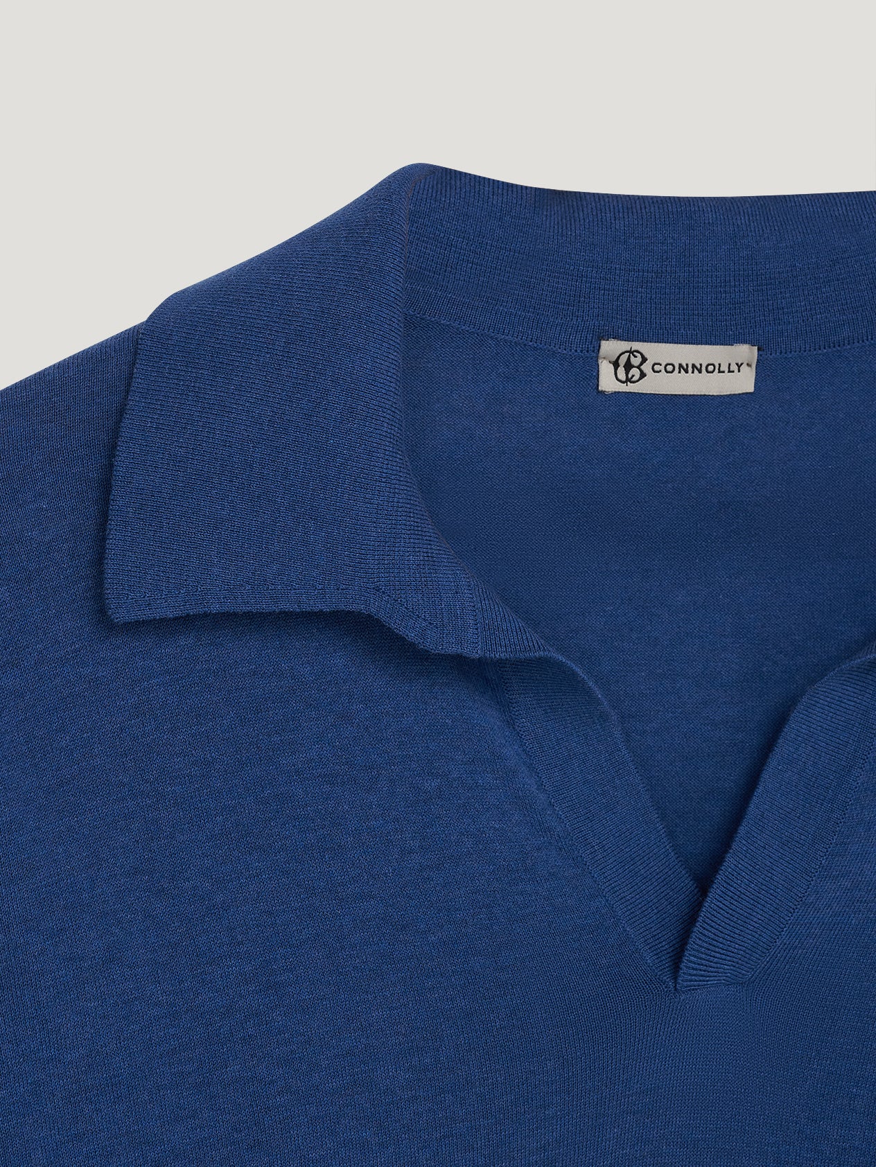 Denim Open Collar Long Sleeve Polo - Image 2