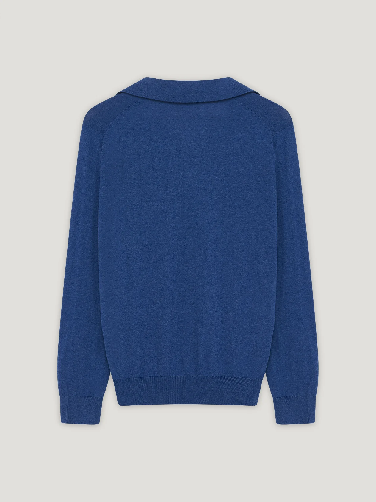 Denim Open Collar Long Sleeve Polo - Image 3