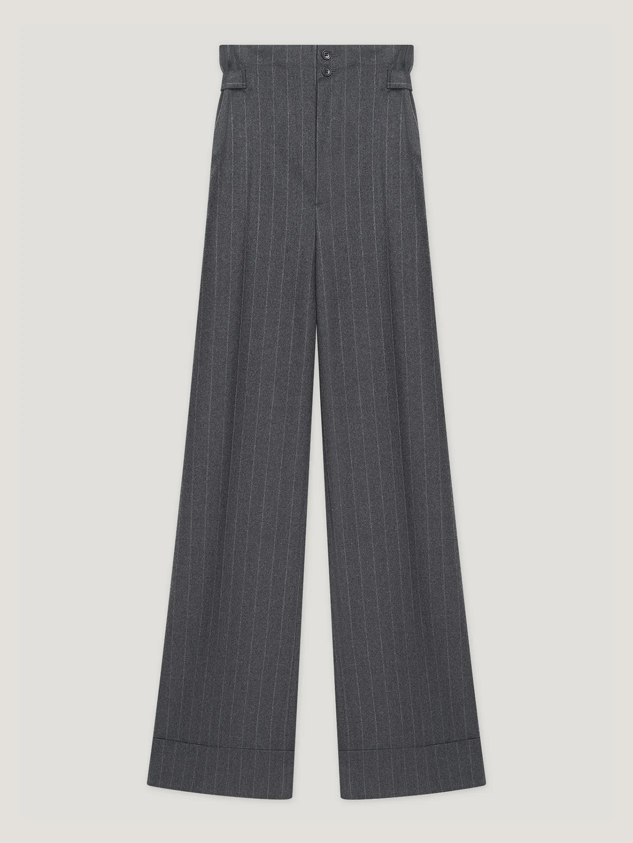 Charcoal Chalk Stripe Sash Trousers