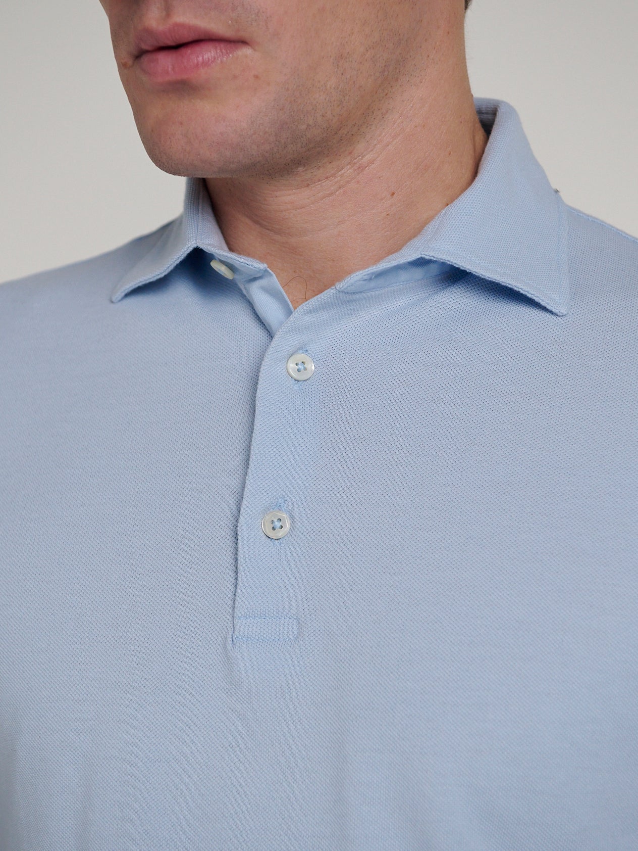 Light Blue Pique Polo Shirt - Image 2