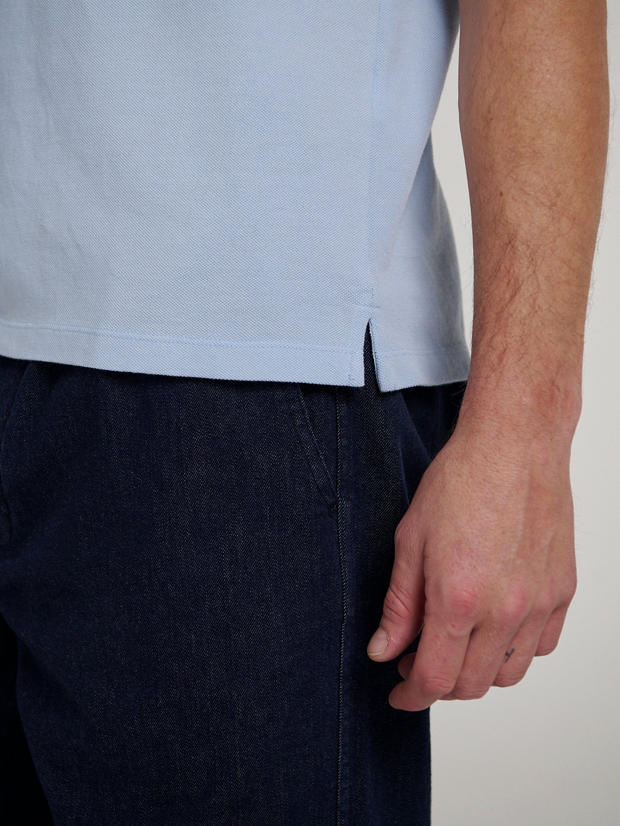 Light Blue Pique Polo Shirt - Image 3