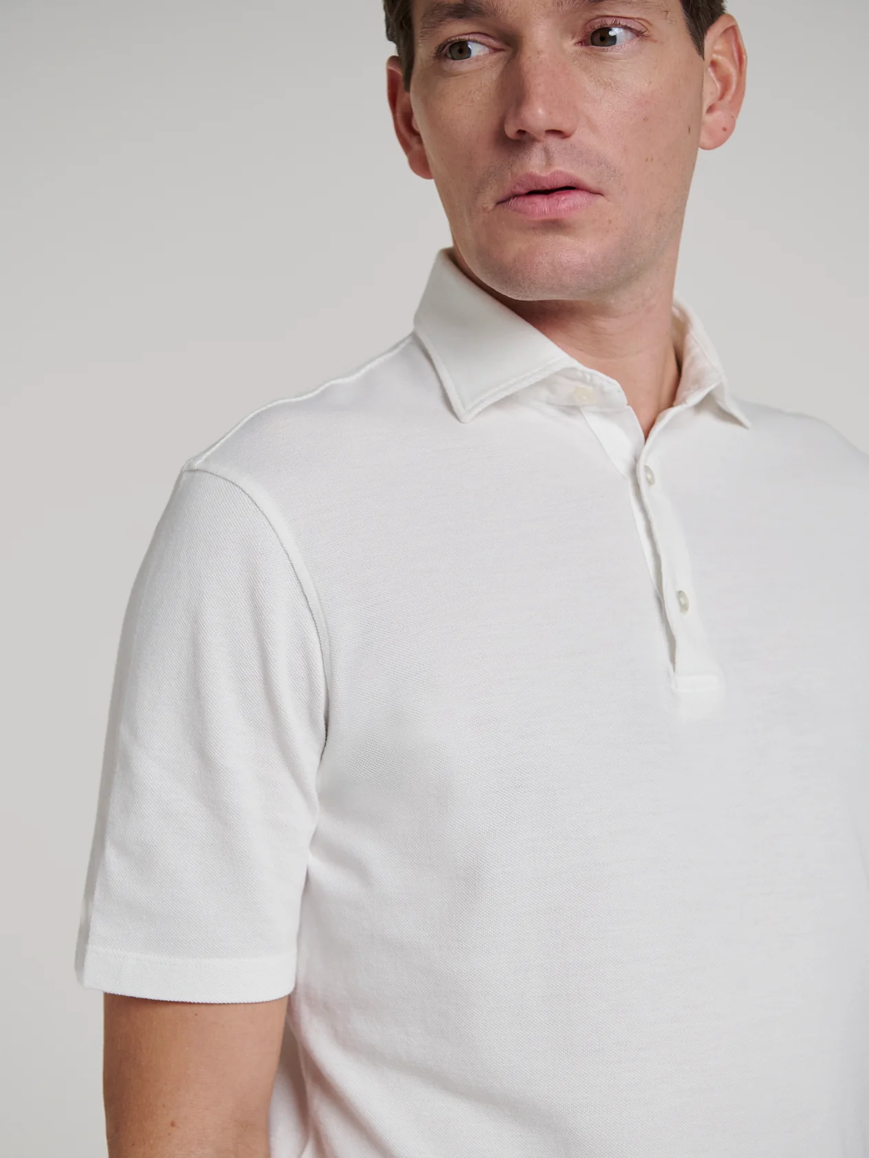 White Pique Polo Shirt - Image 2