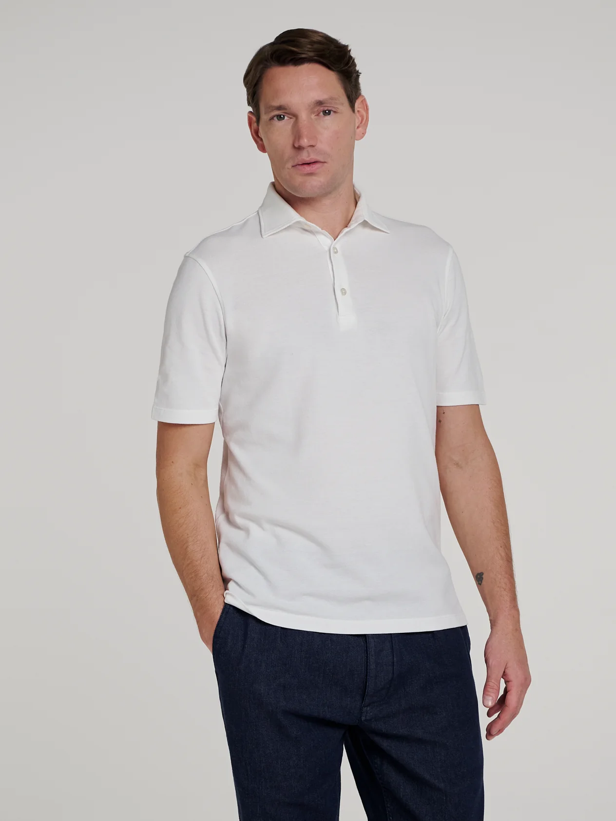 White Pique Polo Shirt - Image 4