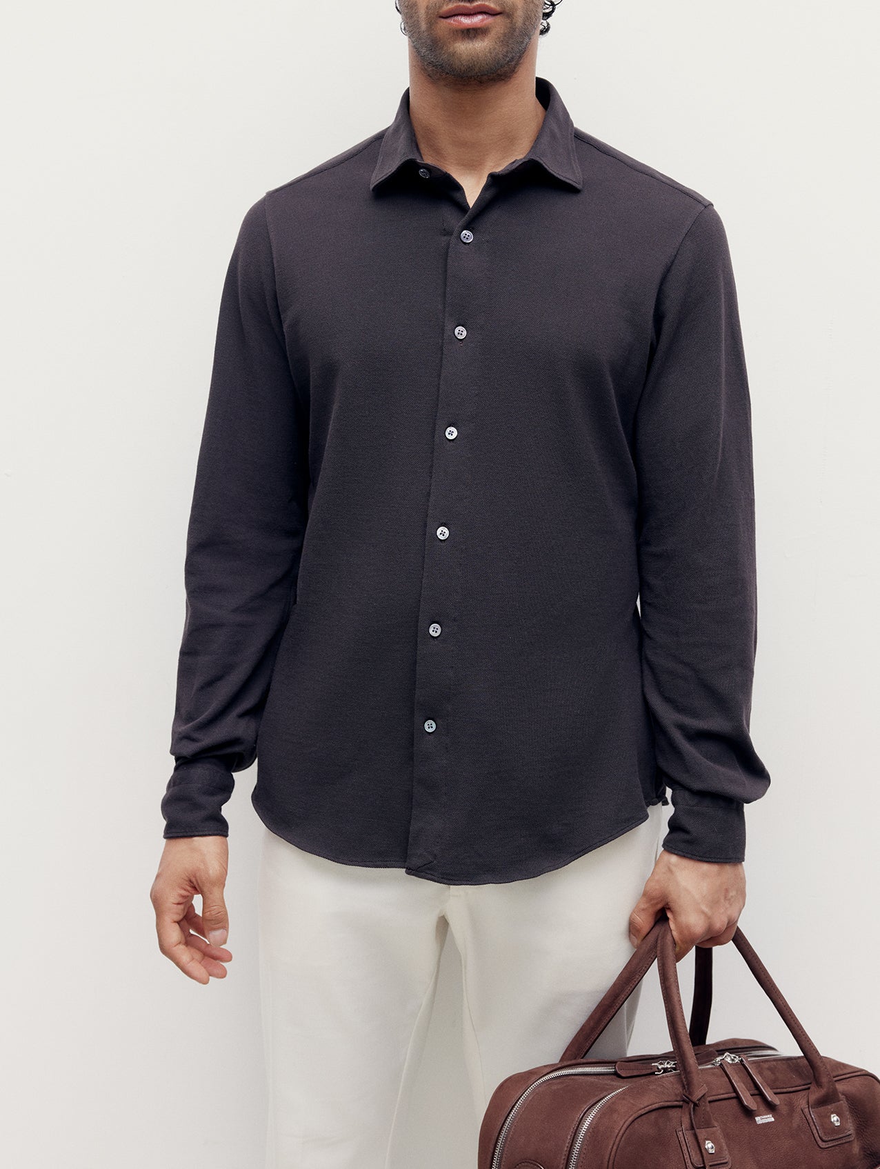 Brown Pique Richmond Shirt - Image 4