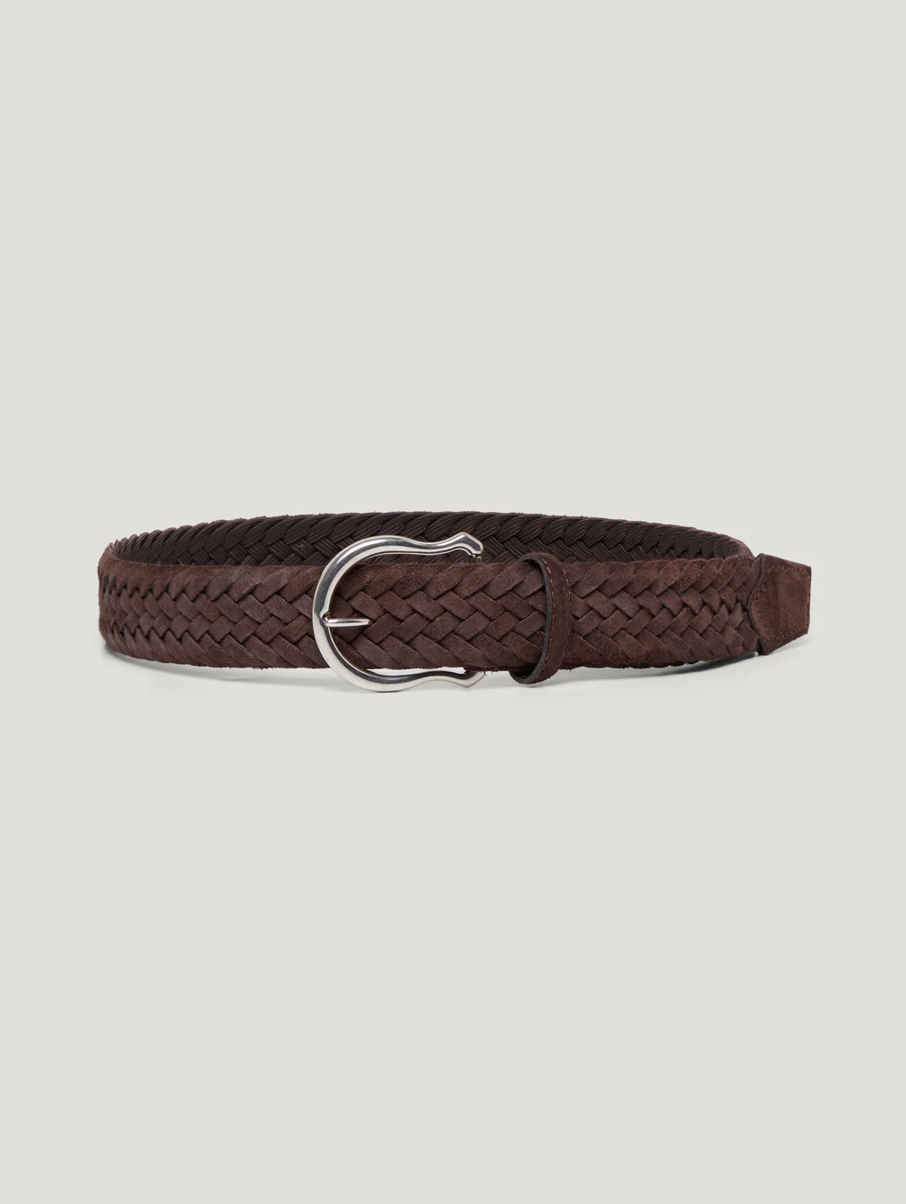 Brown Plaited Suede Belt