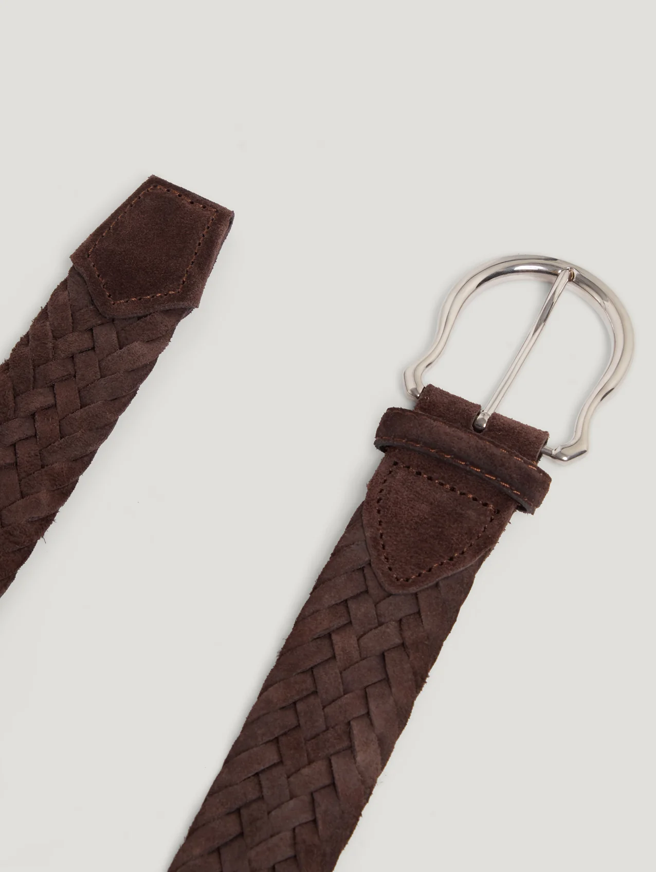 Brown Plaited Suede Belt - Image 2