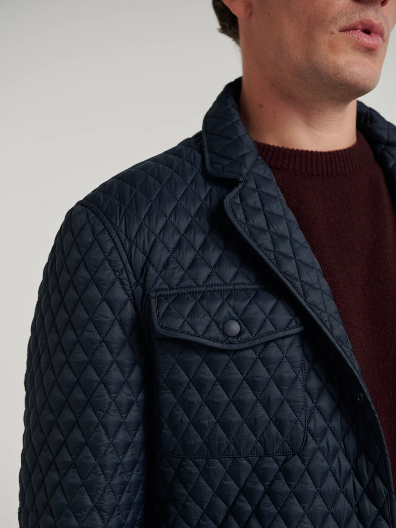 Navy Quilted Norfolk Jacket - Image 2