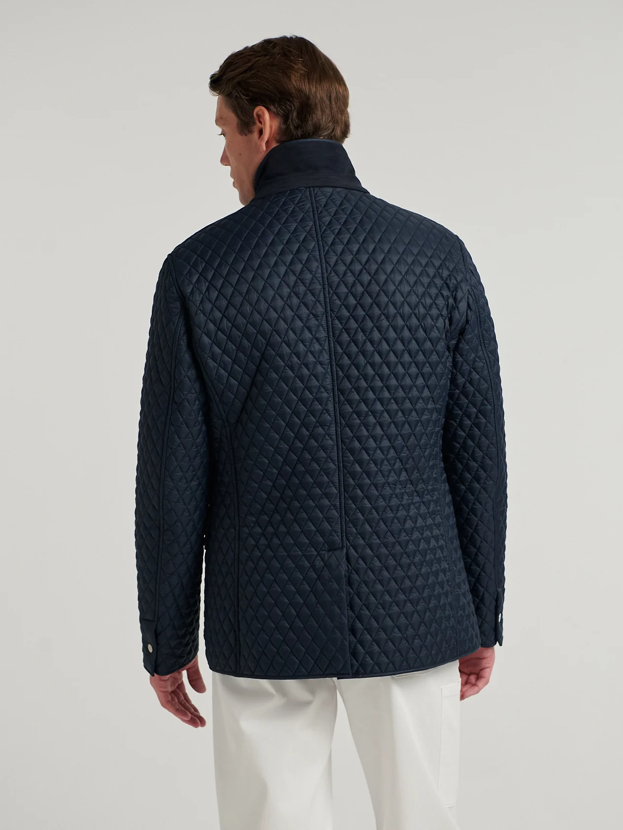 Navy Quilted Norfolk Jacket - Image 6