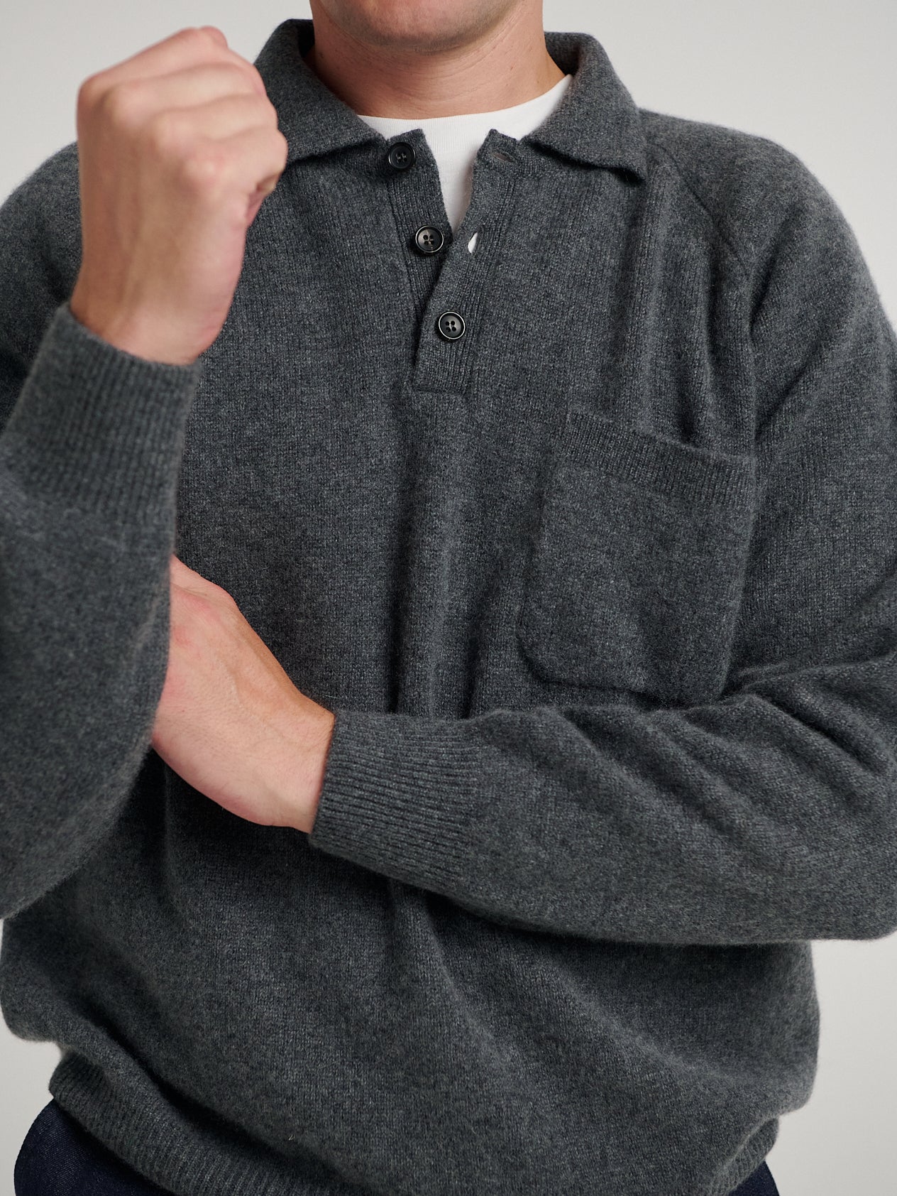 Grey Raglan Racing Polo - Image 4