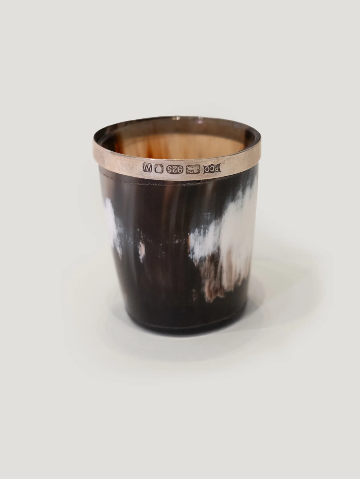 Silver Banded Horn Whisky Tot 7cm