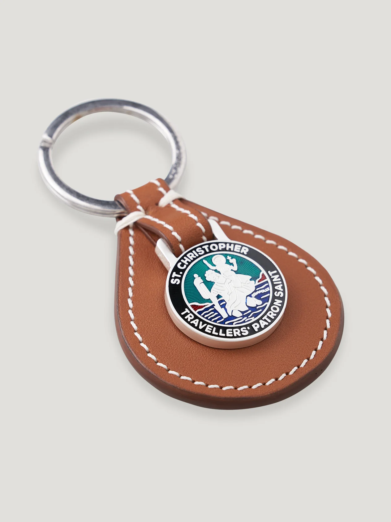 Tan St Christopher's Key Ring - Image 2