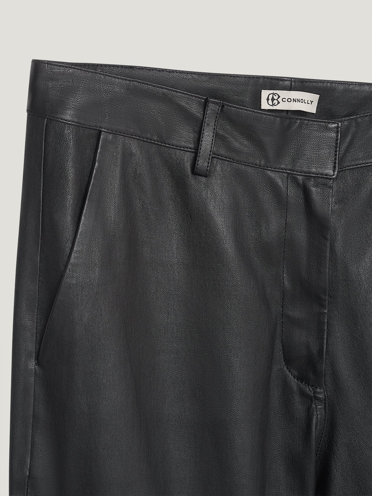 Black Stretch Leather Trousers - Image 2