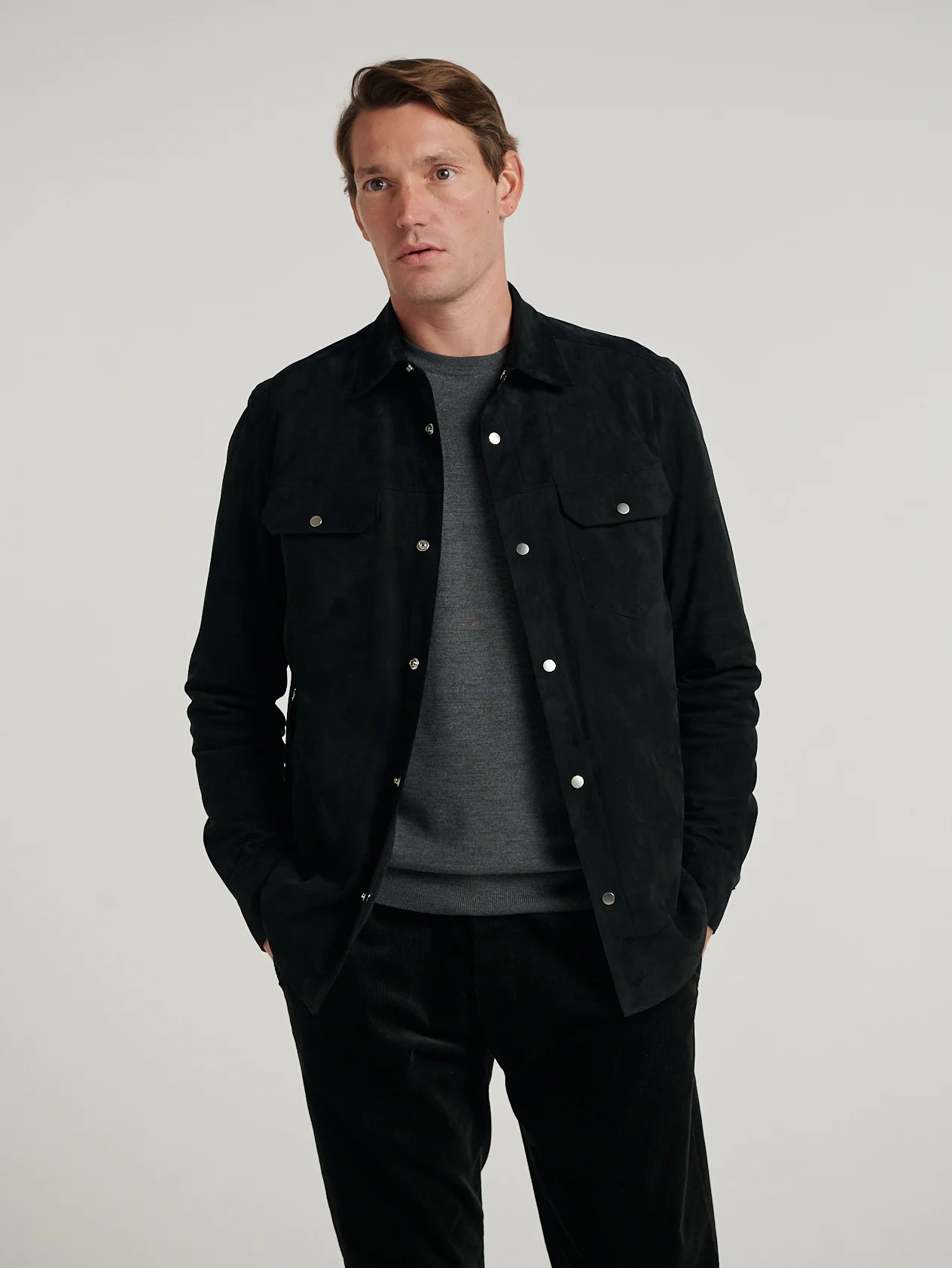 Black Suede Overshirt